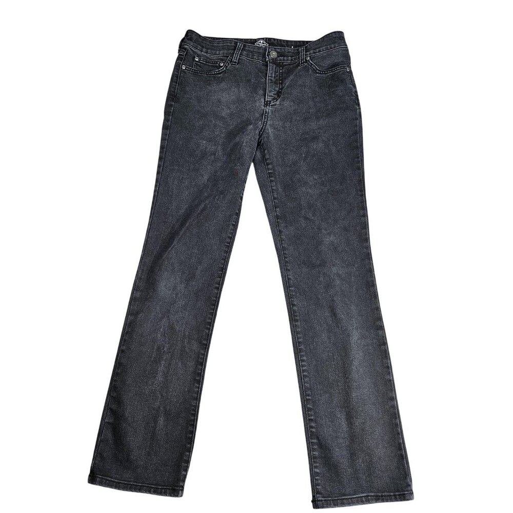 St. John's Bay Straight Leg Jeans Womens 8 Gray Charcoal Wash Stretch Denim